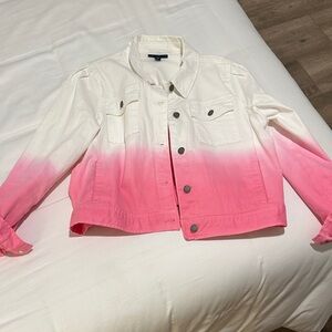 Charter Club Pink and White Gradient Jean Jacket